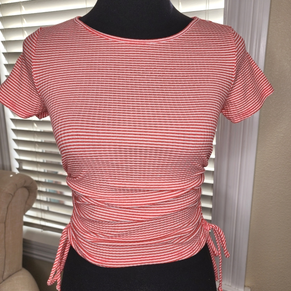 Better Be , striped orange and white crop top, size medium
